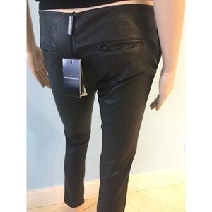 NWT Emporio Armani Women's Capri Faux Black Leather Pants 38 US 2 XS